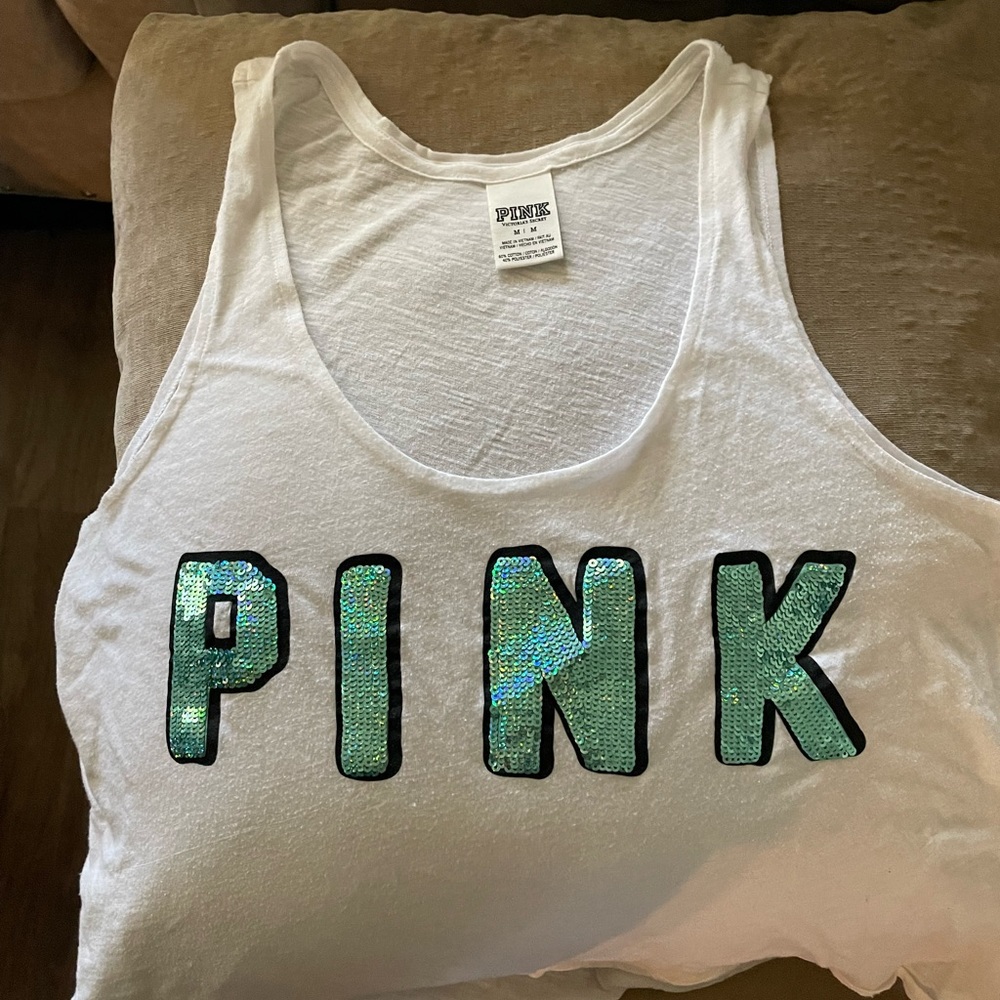 Pink tank, flowy and comfy.